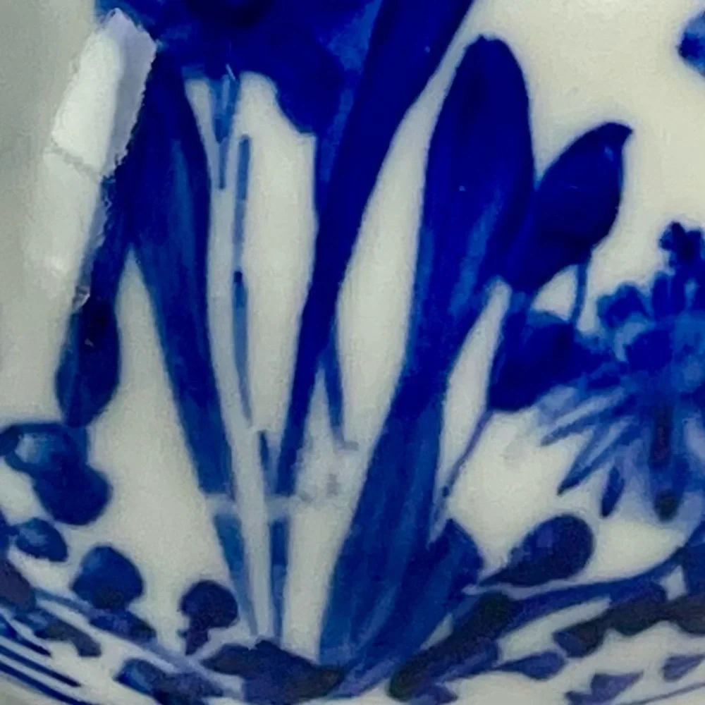 19th Century Chinese Blue and White Hand Painted Porcelain Bottle Bud Vase
